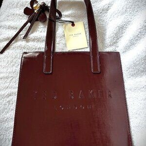 Ted Baker burgundy The Icon small tote and floral bag charm NWT